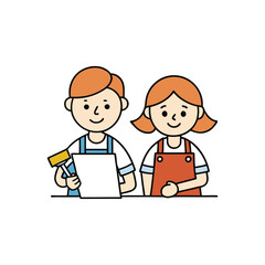  Boy and girl vector illustration.