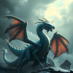 Dragons and fantasy artificial intelligence image