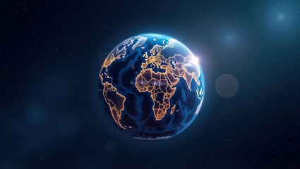 Obraz premium Global Network Illuminated Earth with Country Borders