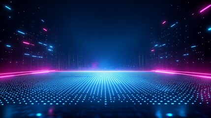 Obraz premium Futuristic Neon Glow Digital Background with Vibrant Colors and Abstract Light Effects for Creative Projects