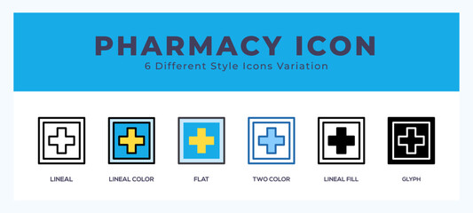 Pharmacy icon set pack vector illustration.