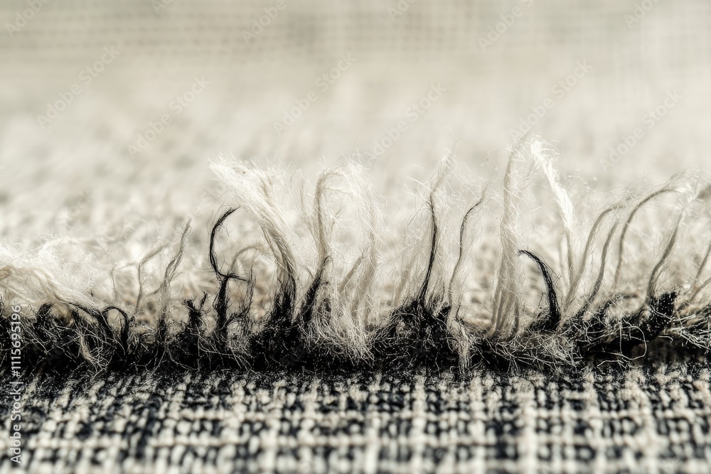 Leinwandbilder a close-up view showcasing the textured surface of a fabric with prominent furry fringes, highlighti