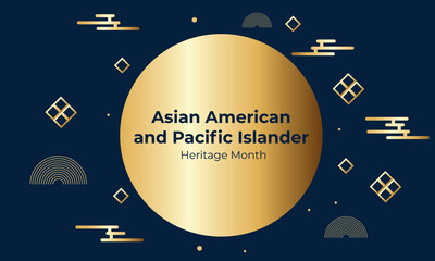 May Asian American and Pacific Islander Heritage Month. Illustration with text, Chinese pattern. Asia Pacific American Heritage Month, Vector