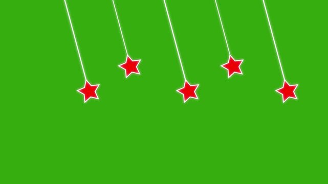 Rating Stars, Five red Stars Hanging and Swinging on Transparent Alpha Channel.