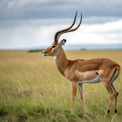Naklejka premium beautiful shot of a male impala in the fields