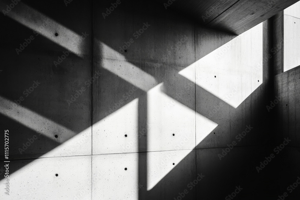 Fototapete A powerful display of geometric architecture and dramatic lighting creates a captivating visual composition, emphasizing the juxtaposition of light and shadow.