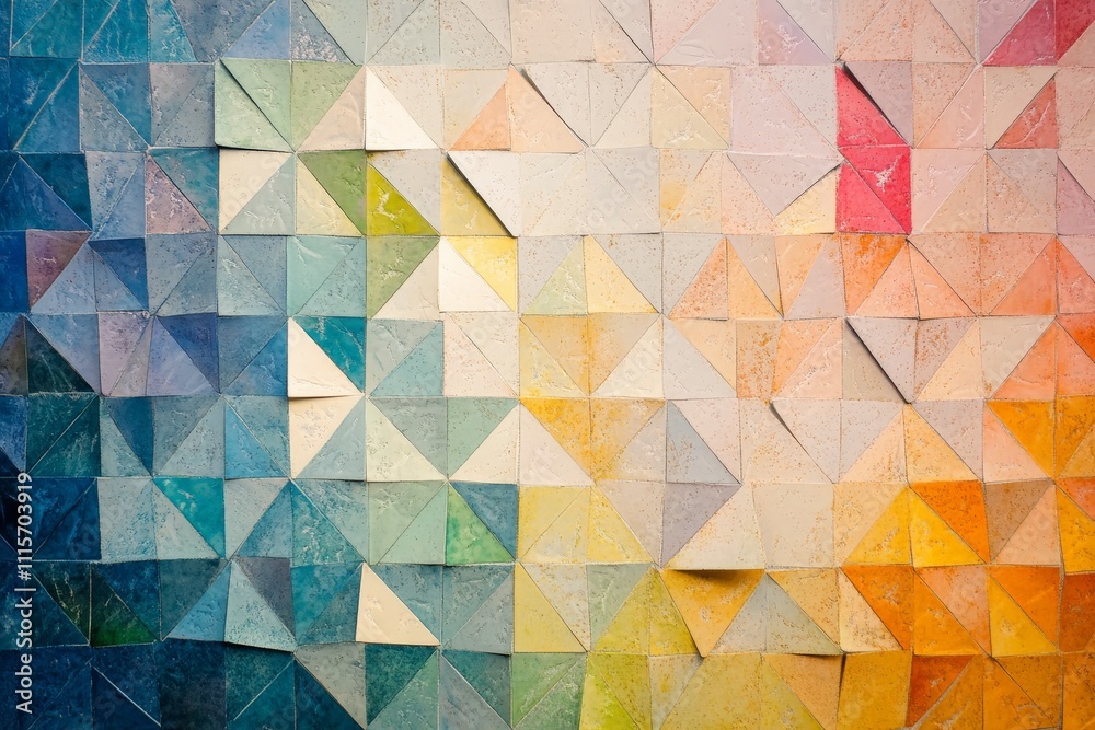 Poster An artistic display of vibrant gradient colors forming geometric patterns, evoking energy and creativity, ideal for inspiring modern and abstract design.