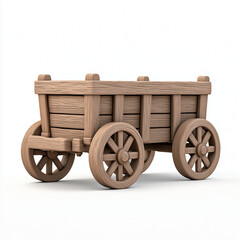 Fototapeta premium Cartoon Wooden Cart Illustration of Old-Fashioned Transport