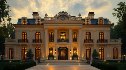 Obraz premium Classic French Manor House Illustration