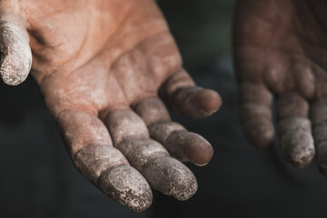 closeup of a hand worked with magnesium