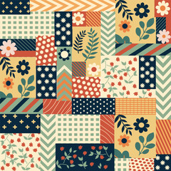 patchwork quilt. floral pattern. seamless pattern