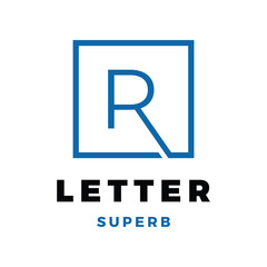Initial Letter R Square Icon Logo Design Template