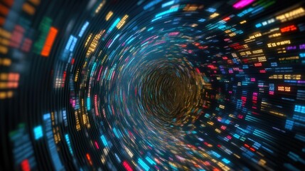 Futuristic Financial Data Visualization with Color-Coded Streams