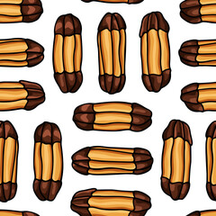 Vector seamless pattern with hand drawn traditional Austrian cookies - Viennese Fingers. Beautiful food design elements, perfect for prints and patterns