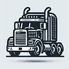 Bold graphic illustration of a semi-truck with detailed design on a light background