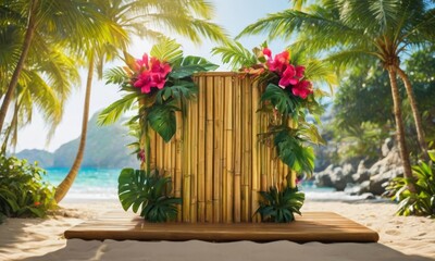 Tropical Bamboo Backdrop on the Beach 