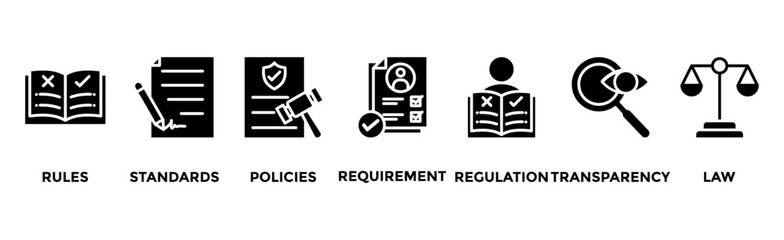 Compliance banner web icon vector illustration concept with icon of rules, standards, policies, requirements, regulations, transparency, and law