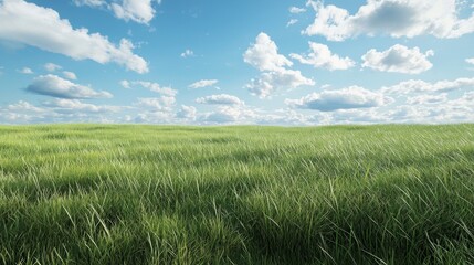 Obraz premium Gentle breeze caresses grassy field nature scene wide open landscape tranquil environment serene viewpoint for relaxation