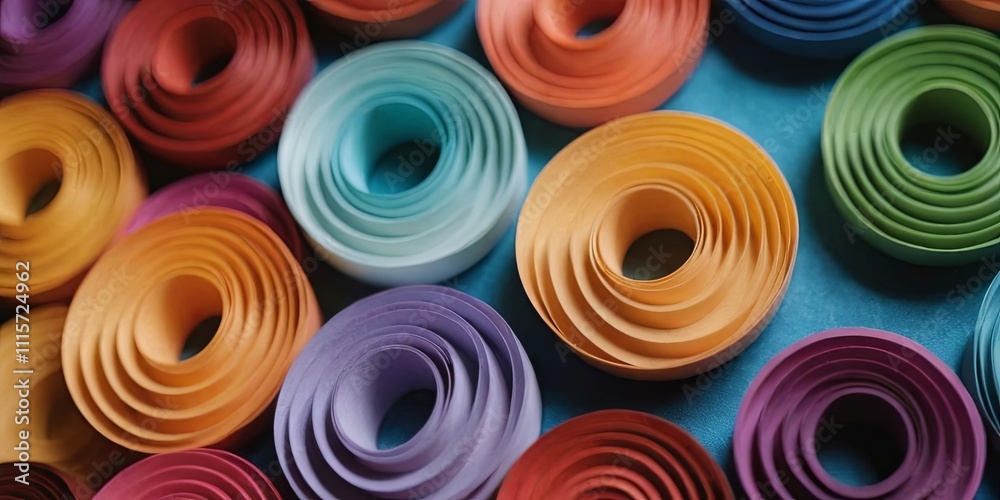 Poster A colorful stack of paper circles with different colors and sizes