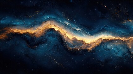 Obraz premium Abstract cosmic landscape with swirling colors and stars.