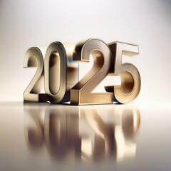 2025 3d text New Year gold realistic rendering celebration AI Image	