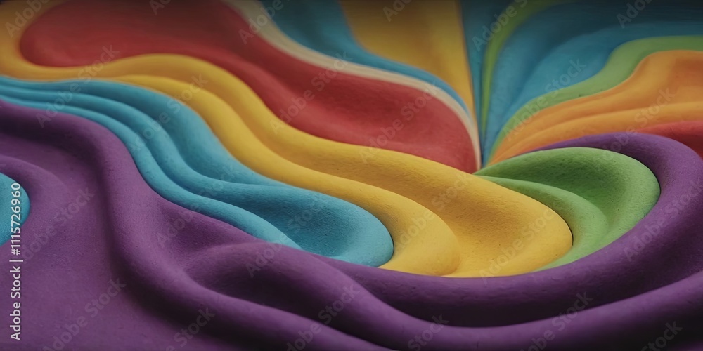 Poster a colorful piece of fabric with a rainbow pattern