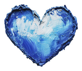 Obraz premium Heart shaped artwork in blue hues and textures, cut out - stock png.