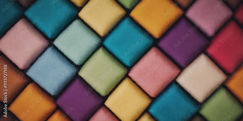 Poster a colorful quilt made of many different colored squares