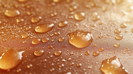 Krople wody przypominające perły na powierzchni wodoodpornej tkaniny efektownie ukazują jej odporność na wilgoć