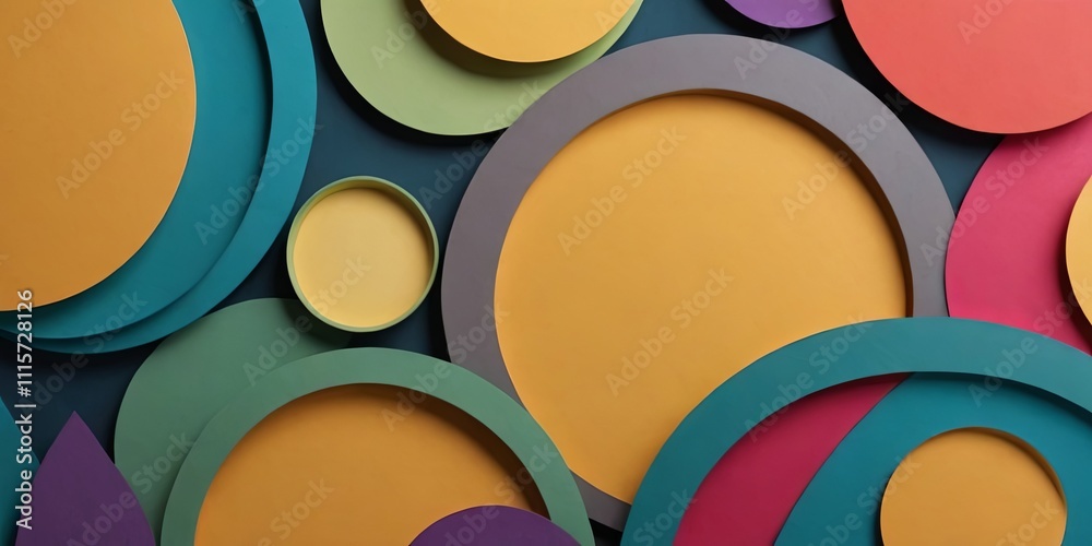 Poster a colorful abstract painting of circles and squares