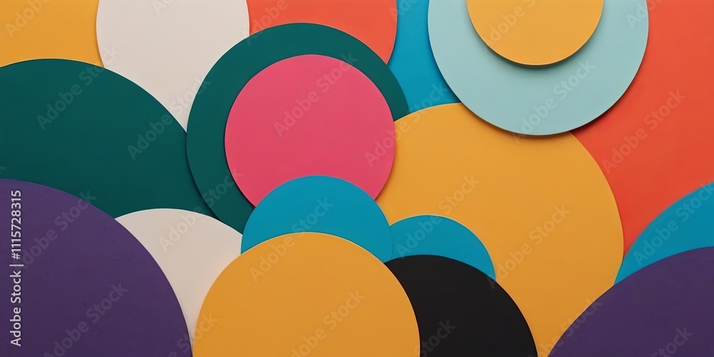 Poster a colorful abstract painting of circles in various sizes and colors