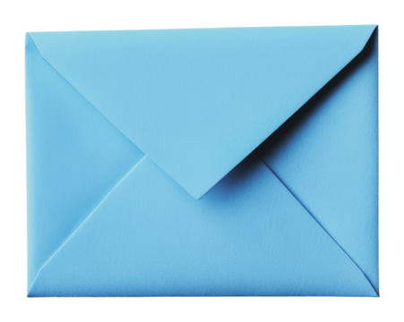 Decorative blue envelope for special occasions, cut out - stock png.
