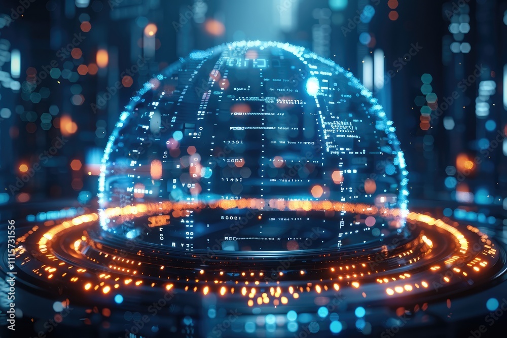 Leinwandbilder a large ring of holograms in the space displays economic data and stock charts related to data scien