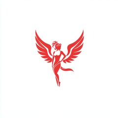 Obraz premium Creative perspective dynamic winged figure in modern abstract art illustration, isolated on a white background.