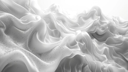 Obraz premium Abstract white flowing fabric texture with subtle gray speckles.