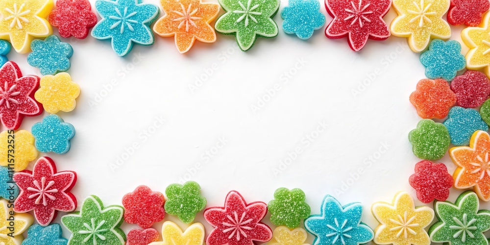 Poster a colorful assortment of jelly beans arranged in a flower pattern