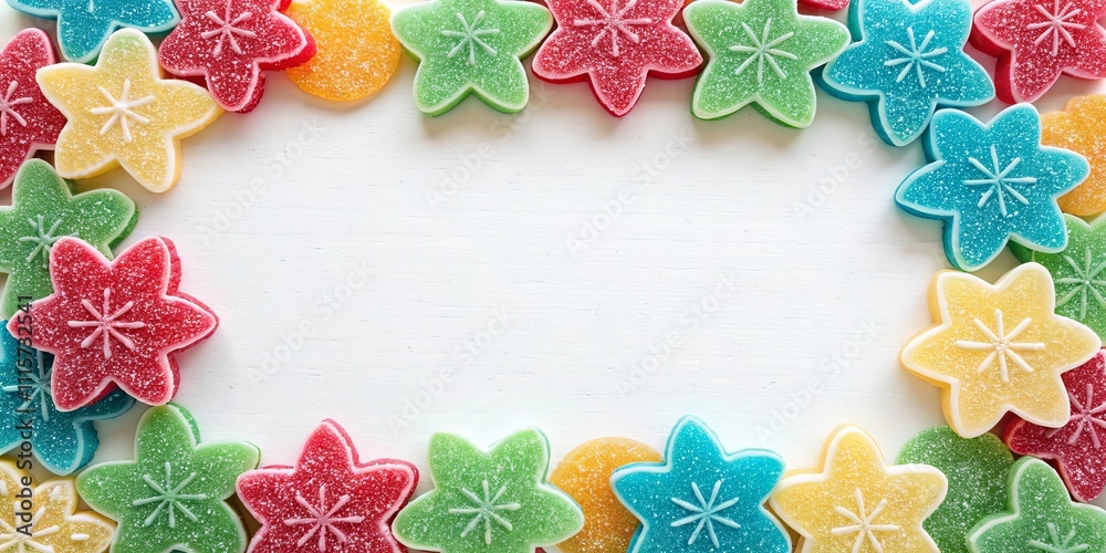 Poster a colorful assortment of jelly beans arranged in a flower pattern