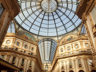 Elegant Interior of Galleria Vittorio Emanuele II in Milan