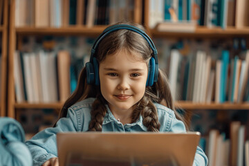 Generative AI Image of Primary School Kid Engaged in Online Learning from Home
