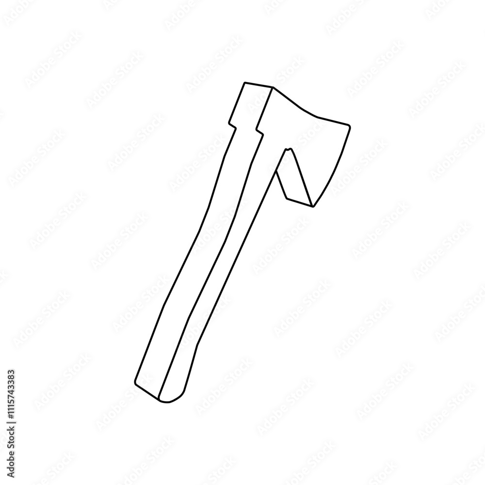 Poster the outline of a large ax symbol is made with black lines. 3d view of the object in perspective. vec