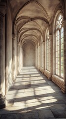 Obraz premium Refined hallway marble craftsmanship windows amplifying space elegance luminosity image