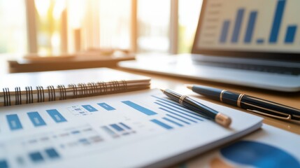 modern home office setup with a computer screen showing tax calculations a notebook and pen placed neatly beside it