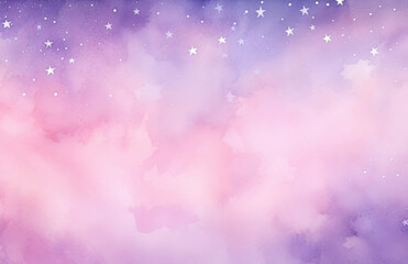 Dreamy Pastel Sky Background with Clouds, Stars, and Rainbow Light Effects