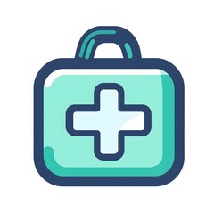 Obraz premium Red Cross suitcase symbol healthcare first aid icon medicine logo