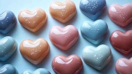 Fototapeta premium Pastel Heart Beads Flat-Lay Mockup. Generative AI