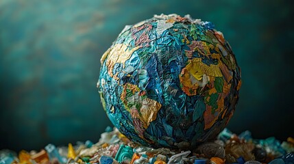 Globe constructed from single-use plastics showcases environmental impact and waste crisis