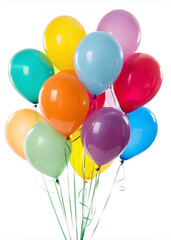 Colorful Balloons Full View Isolated on isolated White Background, Clipping path