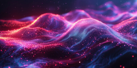 Obraz premium Fluido de partículas de nanotecnología brillantes. Fondo tecnológico futuristas.