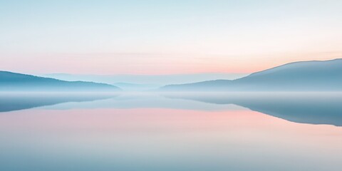 Naklejka premium Gentle cloudscape in pastel pink and blue hues serene atmosphere captured under soft diffused natural light