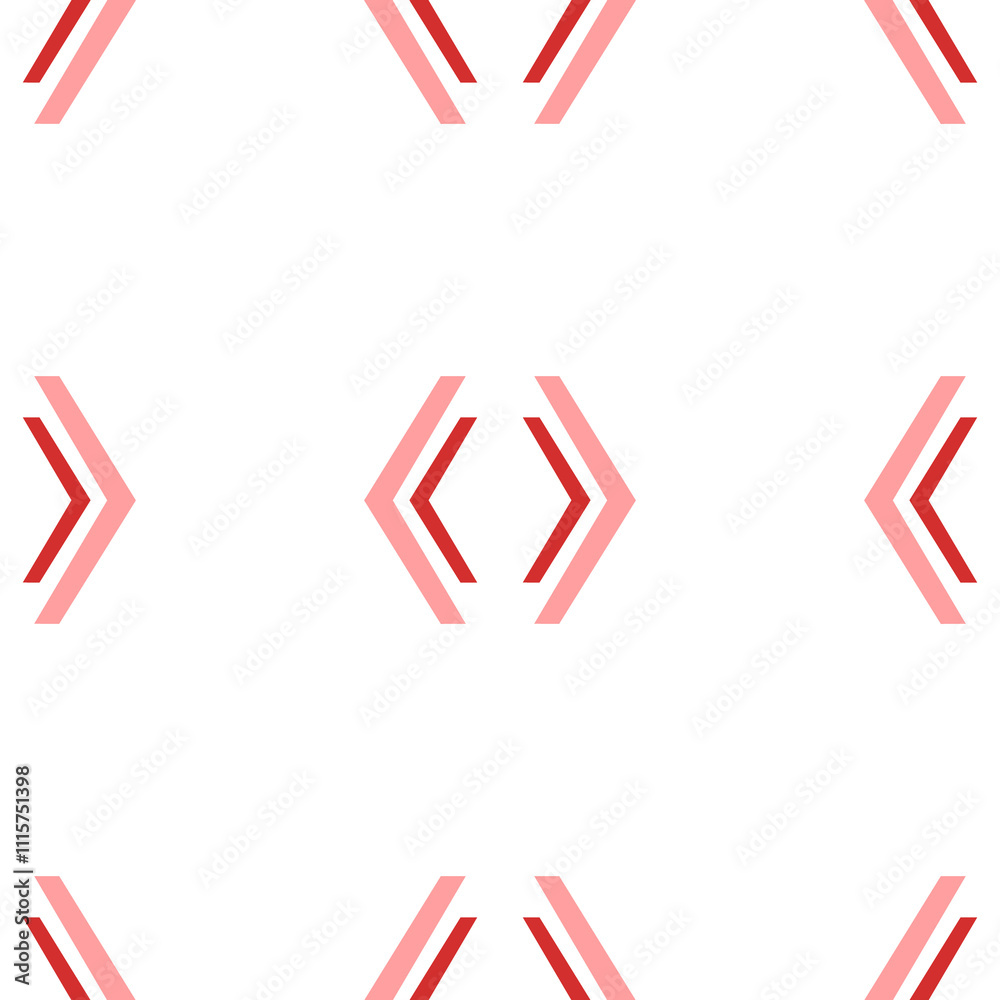 Poster seamless pattern of large isolated red angle brackets symbols. the elements are evenly spaced. illus